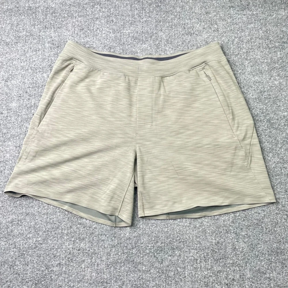 Lululemon Pace Breaker Shorts Mens L Green Space Dye Mesh Vent 7 Inch Inseam